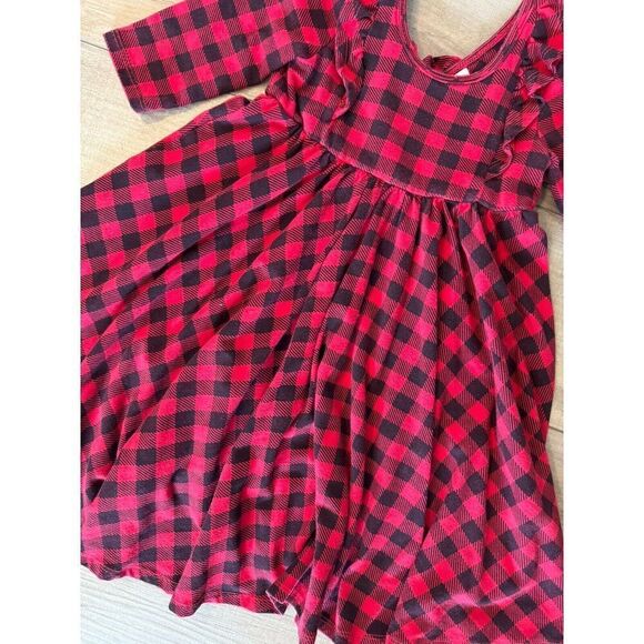 Remie Girl Gingham Buffalo plaid Pocket Twirl Dress Size 5 Christmas Holiday - Picture 3 of 3
